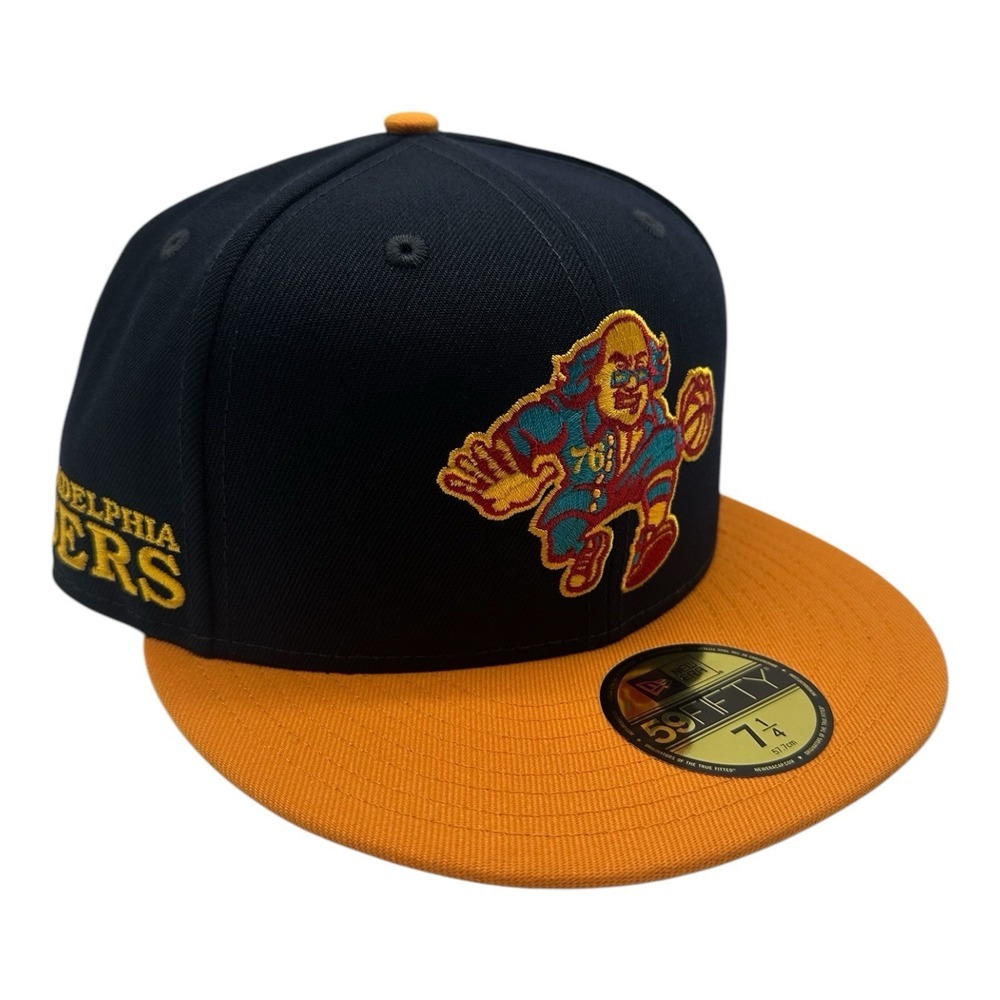 New Era 59Fifty Philadelphia 76ers Hat Cap 7 1/4 Benโ Franklin Logo Midnight NBA